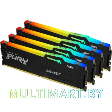 Оперативная память Kingston FURY Beast RGB 4x16GB DDR5 PC5-48000 (KF560C40BBAK4-64)